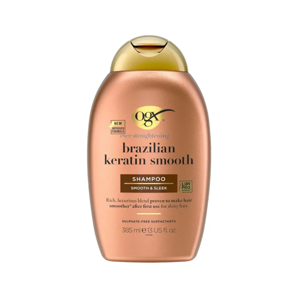 OGX-Ever-Straightening-Brazilian-Keratin-Smooth-Shampoo-385-ml شامپو کراتین برزیلی اوجی ایکس - Image 1
