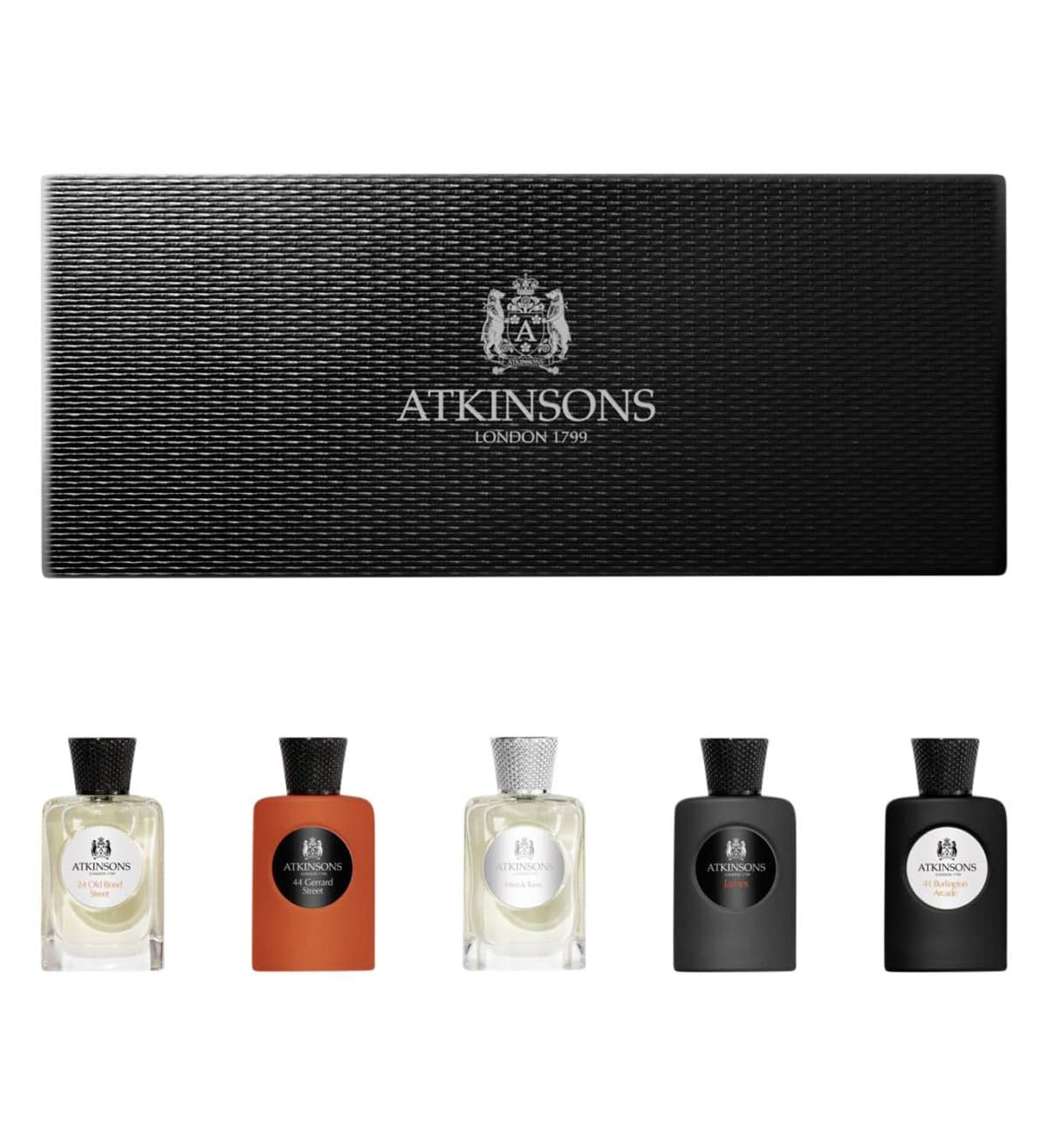 مجموعه عطر مینیاتوری 5 عددی اتکینسون با نت های مرکبات ، چوب ، نعناع و ادویه در حجم هر شیشه 5 میل ATKINSONS LONDON 1997 THE GENTLEFOLK SET - Image 1