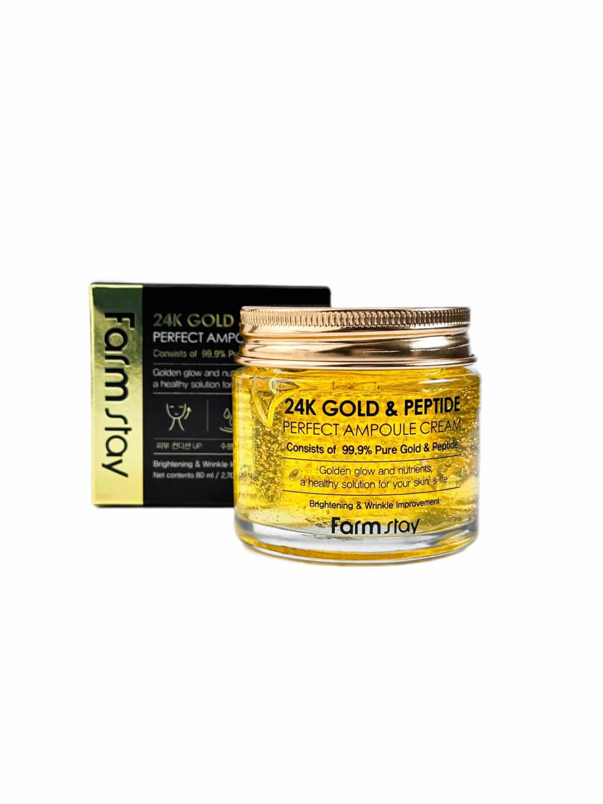 کرم پپتاید و طلا 24K فارم استی80 میل FARMSTAY 24k gold & peptide perfect ampoule cream - Image 1