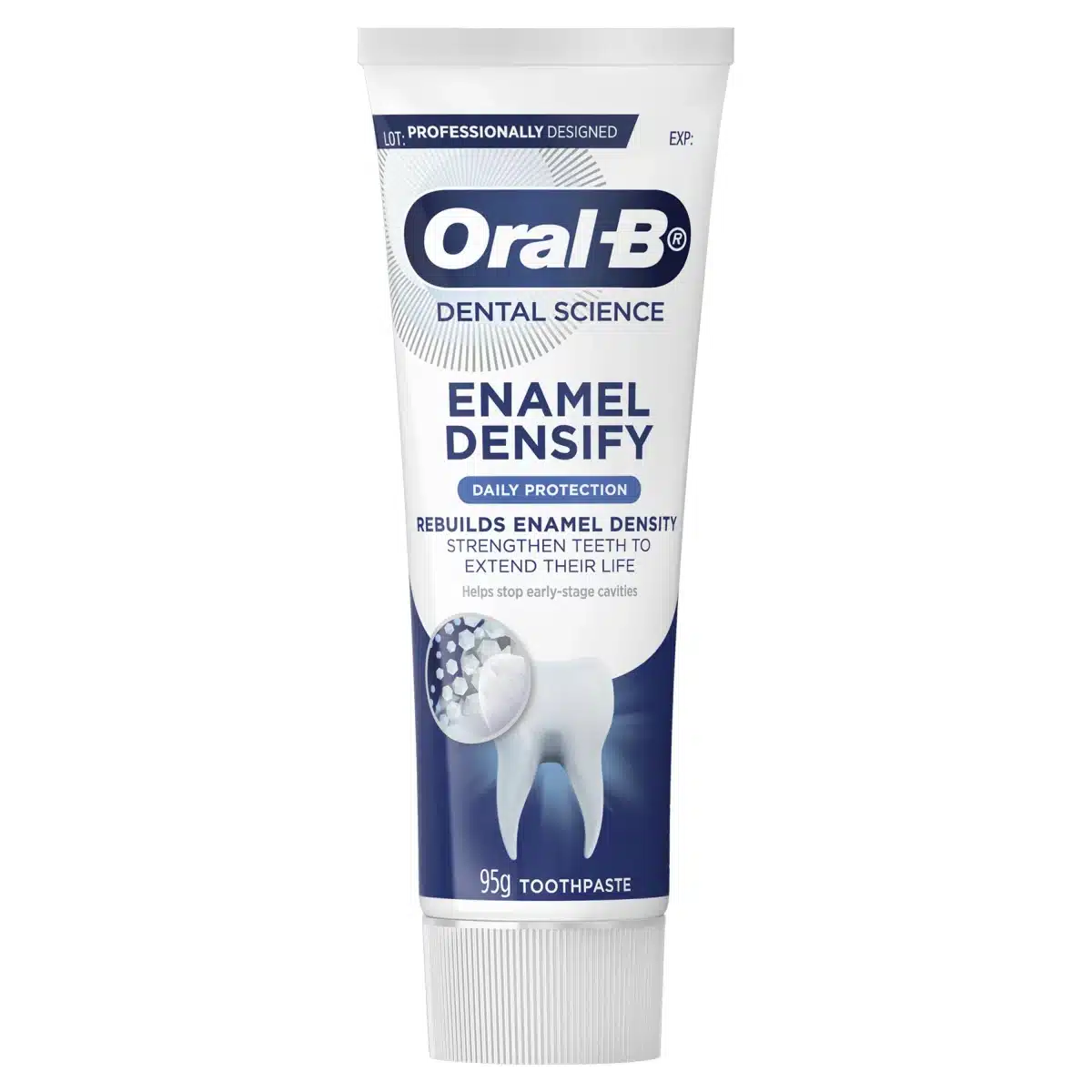 خمیر دندان محافظ مینای دندان اورال بی مدل 95 گرم  Oral-B Dental Science Daily Protection Toothpaste Enamel Densify - Image 1