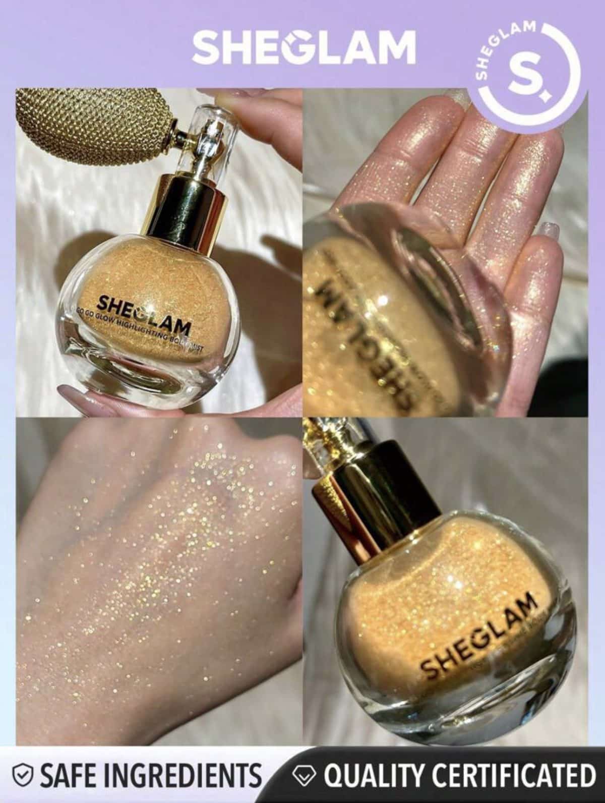 بادی میست در 3 رنگ (اسپری شاین بدن ، مو ، لباس ) شیگلم Sheglam Glow Highlighting Body Mist Gold - Image 6