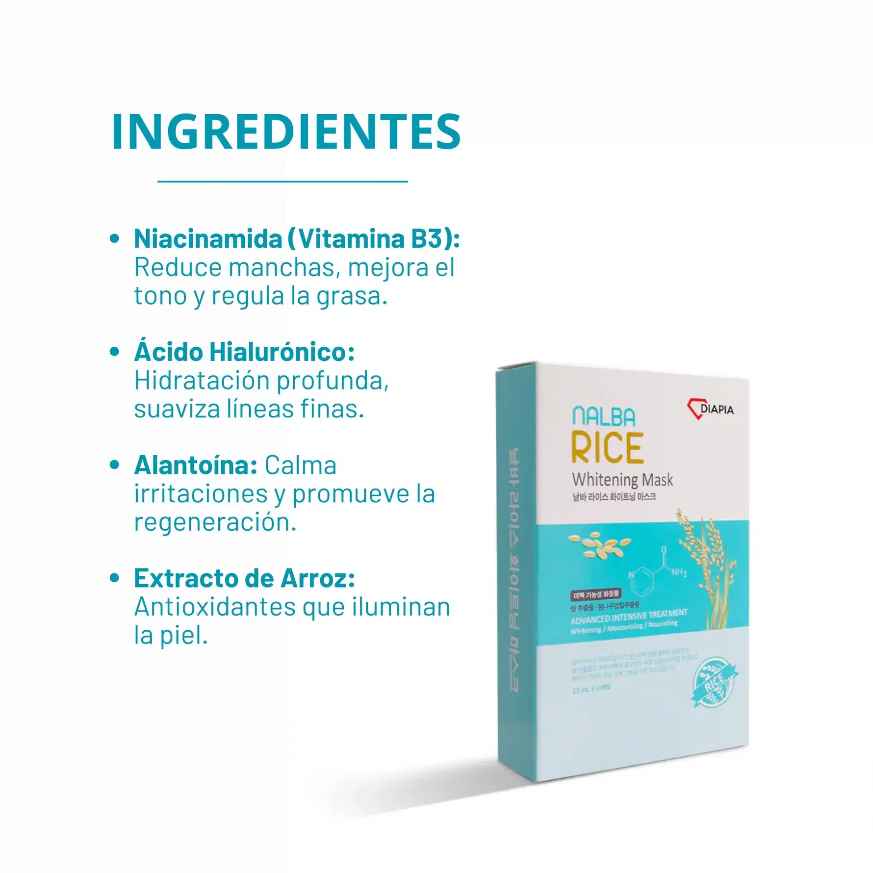 32 ماسک سفید کننده برنج دیاپیا 10 عددی DIAPIA Whitening Mask - Image 2