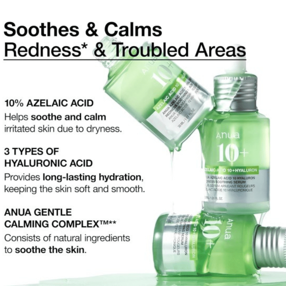 ANUA-Azelaic-10-Hyaluron-Rednesss-Soothing-Serum-2 سرم تسکین دهنده قرمزی آنوا آزلائیک اسید 10 هیالورون Anua Azelaic Acid 10 Hyaluron Soothing Serum - Image 3