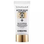 ضد آفتاب ابریشمی مدی پیل 50 میل ضد چروک و روشن کننده MEDIPEEL-Active Silky X3 Formula Sun Cream SPF50