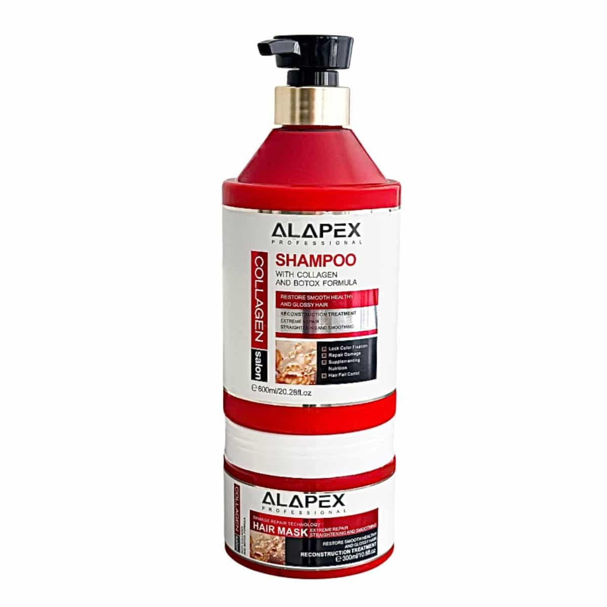 شامپو و ماسک موی حرفه‌ای با فرمول کلاژن و بوتاکس آلاپکس Professionnal Shampoo Hair Mask With Collagen And Botox - Image 1