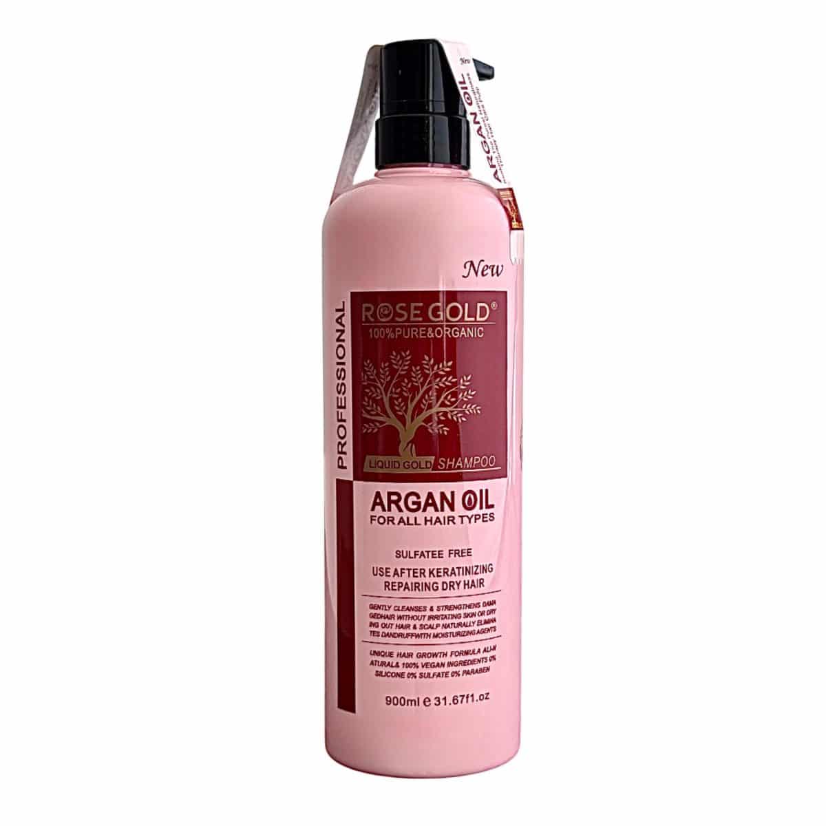شامپو آرگان بدون سولفات رزگلد 900 میل ROSE GOLD Liquid Gold Shampoo Argan Oil Sulfatee Free - Image 1