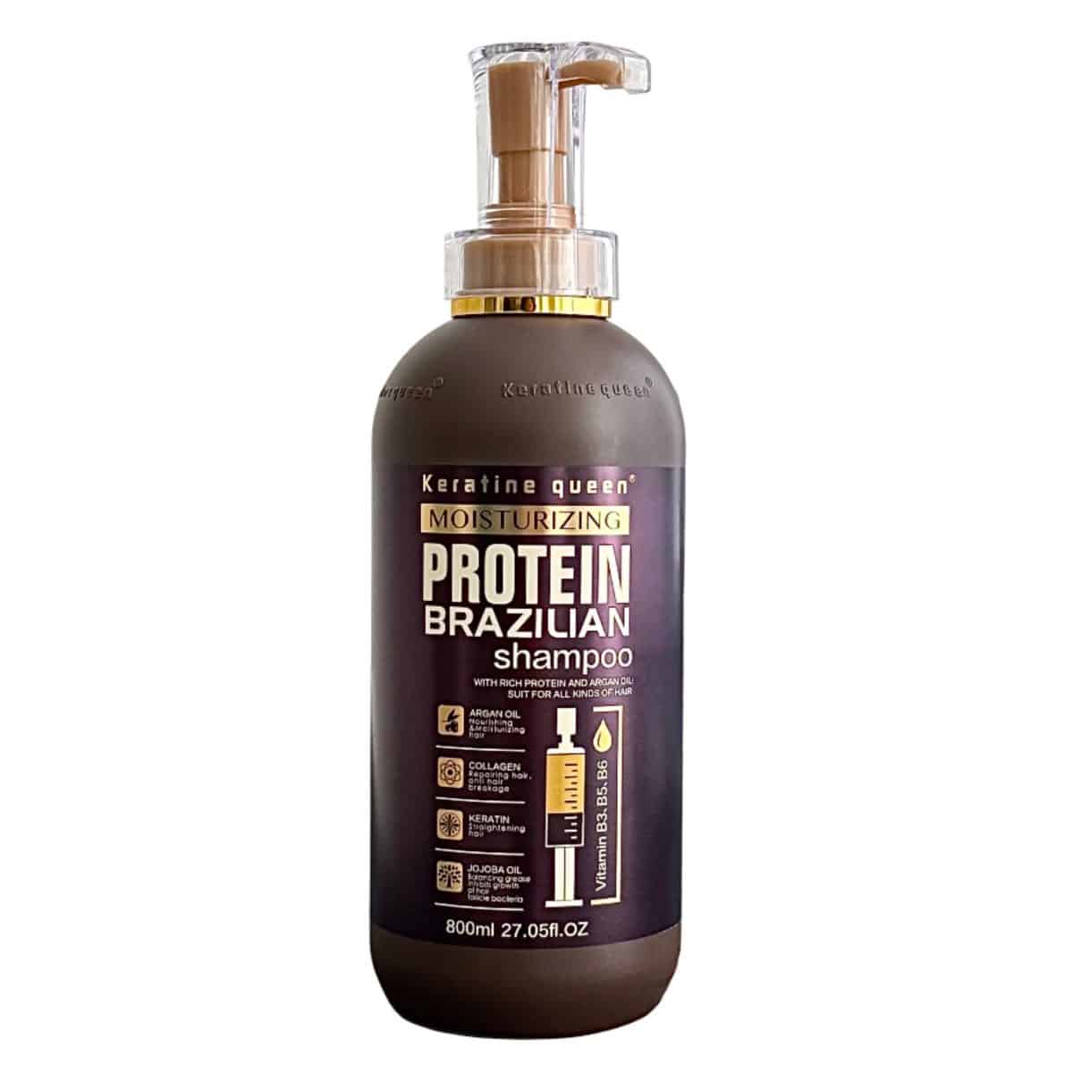 شامپو مو پروتئین کراتین کوئین برزیل حجم ۸۰۰ میل Brazilian Protein Shampoo Without Keratin queen Sulfate - Image 1