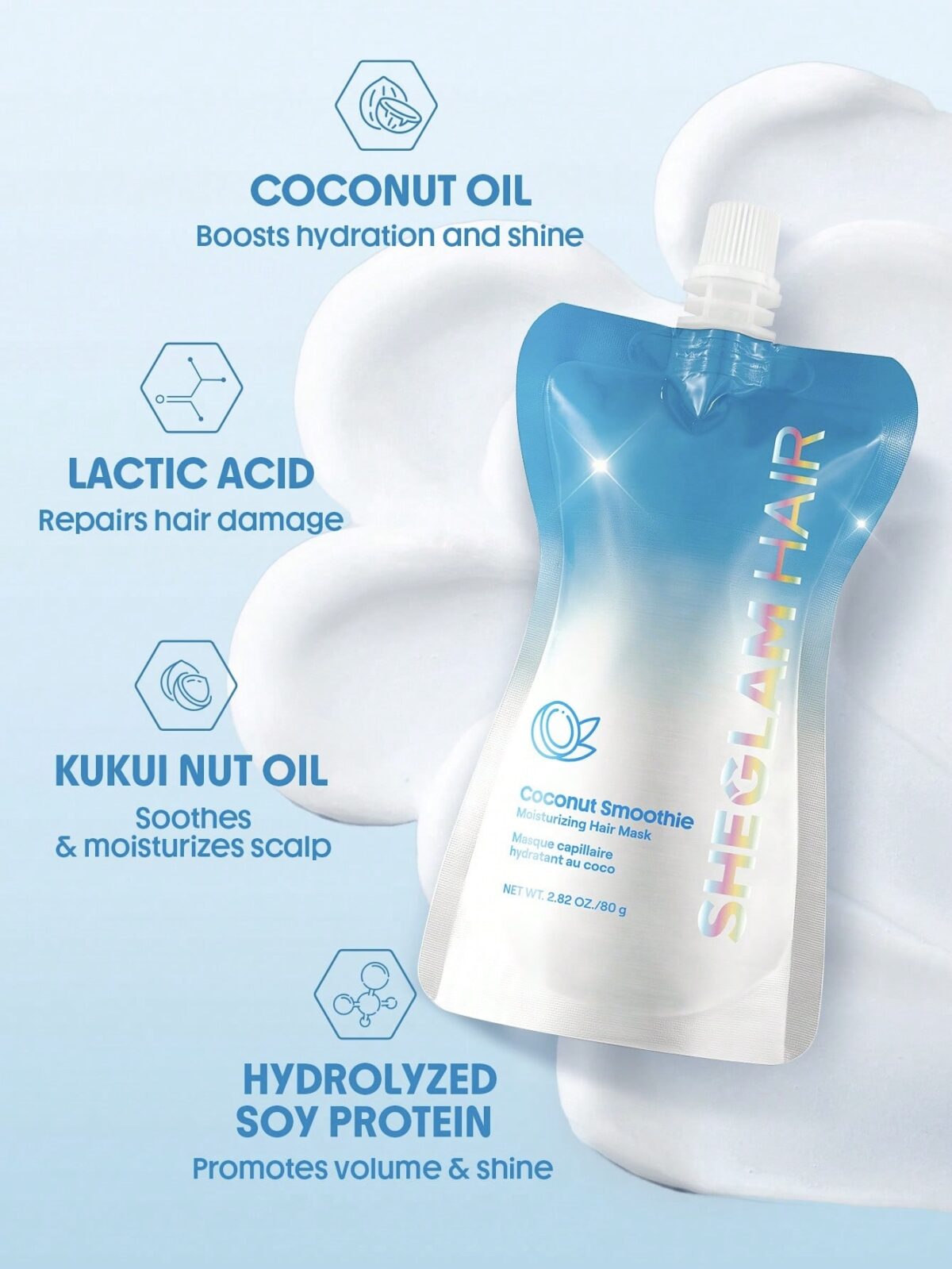 ماسک موی آبرسان نارگیل شیگلم - SHEGLAM HAIR Coconut Smoothie Moisturizing Hair Mask - Image 2
