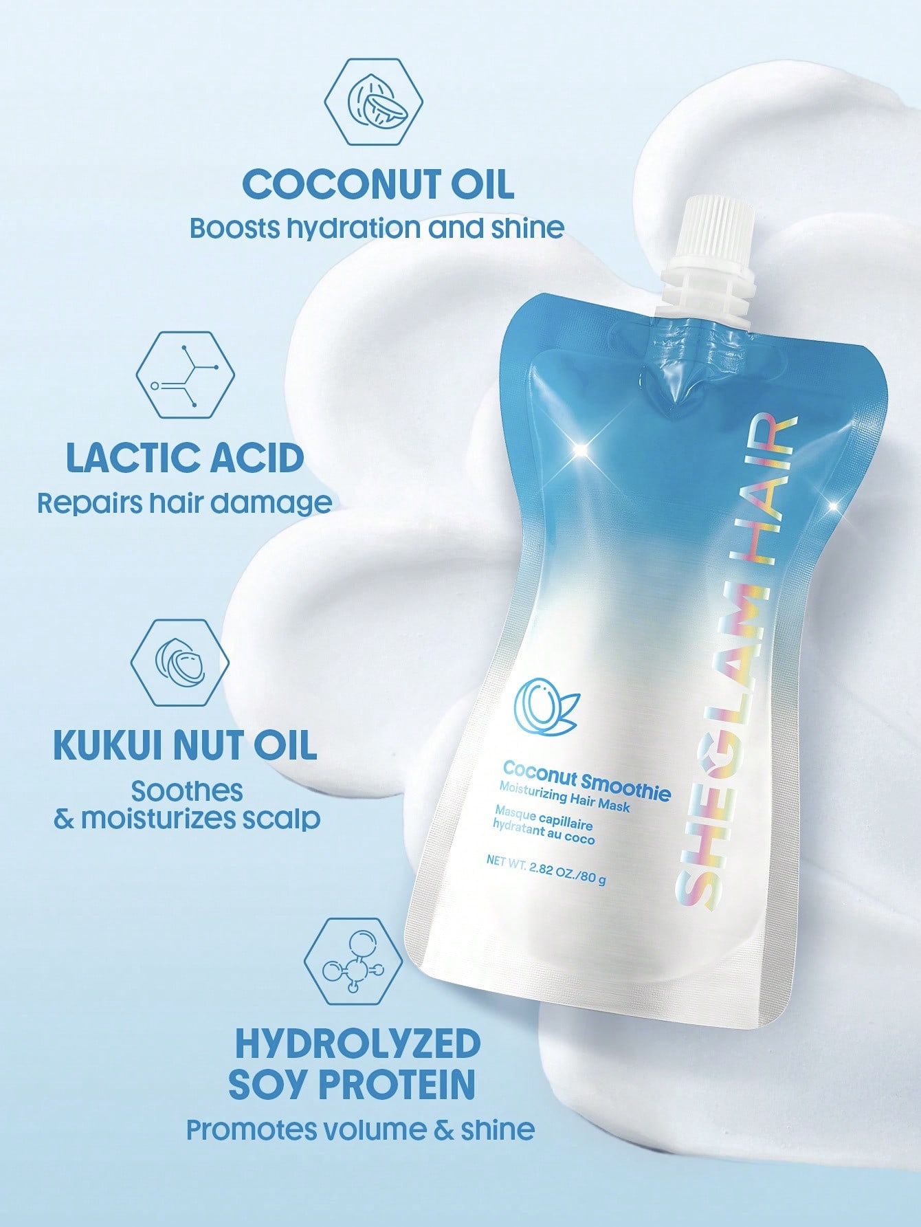 IMG_7178 ماسک موی آبرسان نارگیل شیگلم - SHEGLAM HAIR Coconut Smoothie Moisturizing Hair Mask - Image 2