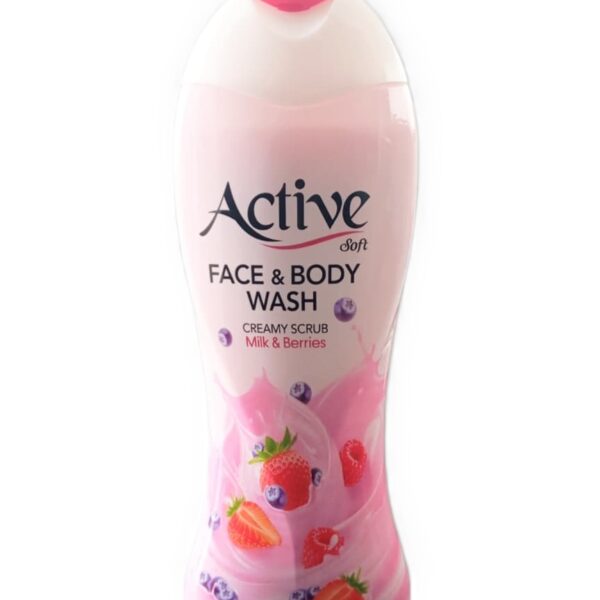 شامپو صورت و بدن کرمی اسکراب شیر و توت جنگلی  اکتیو