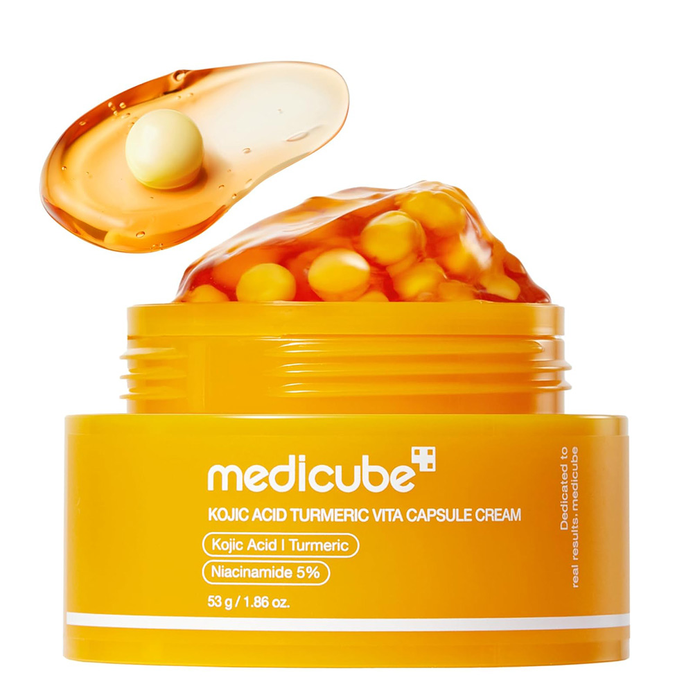 Medicube-Kojic-Acid-Turmeric-Vita-Capsule-Cream کرم کپسولی روشن کننده و ضد لک کوجیک اسید مدی کیوب Medicube وزن 53 گرم - Image 1