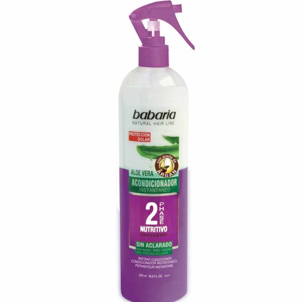 اسپری مو دو فاز باباریا بنفش BABARIA ALOEVERA+ARGAN INSTANT CONDITIONER حجم 500ml