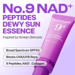 ضد آفتاب نامبوزین شماره 9 پپتاید اصل | ضدچروک و جوانساز پوست حجم 50 میل No.9 NAD+ Peptides Dewy Sun Essence - Image 3