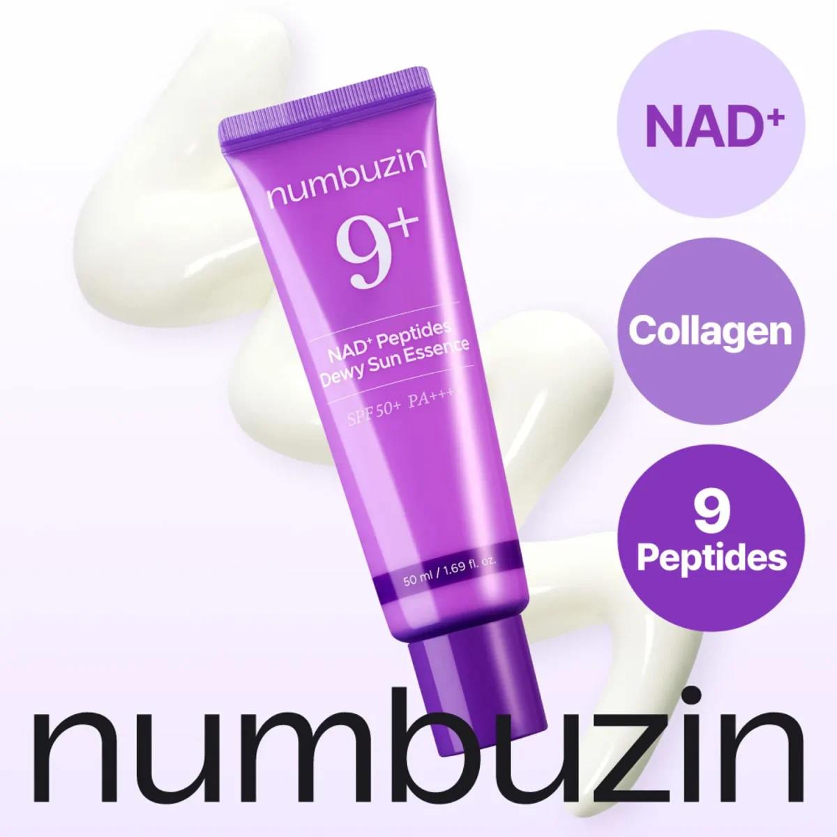 ضد آفتاب نامبوزین شماره 9 پپتاید اصل | ضدچروک و جوانساز پوست حجم 50 میل No.9 NAD+ Peptides Dewy Sun Essence - Image 2