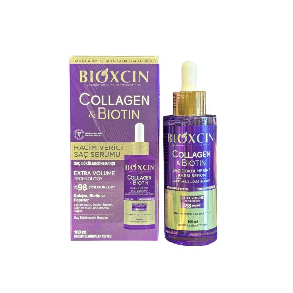 سرم مو ضدریزش و حجم دهنده بیوکسین Bioxcin حاوی کلاژن و بیوتین 100 میل