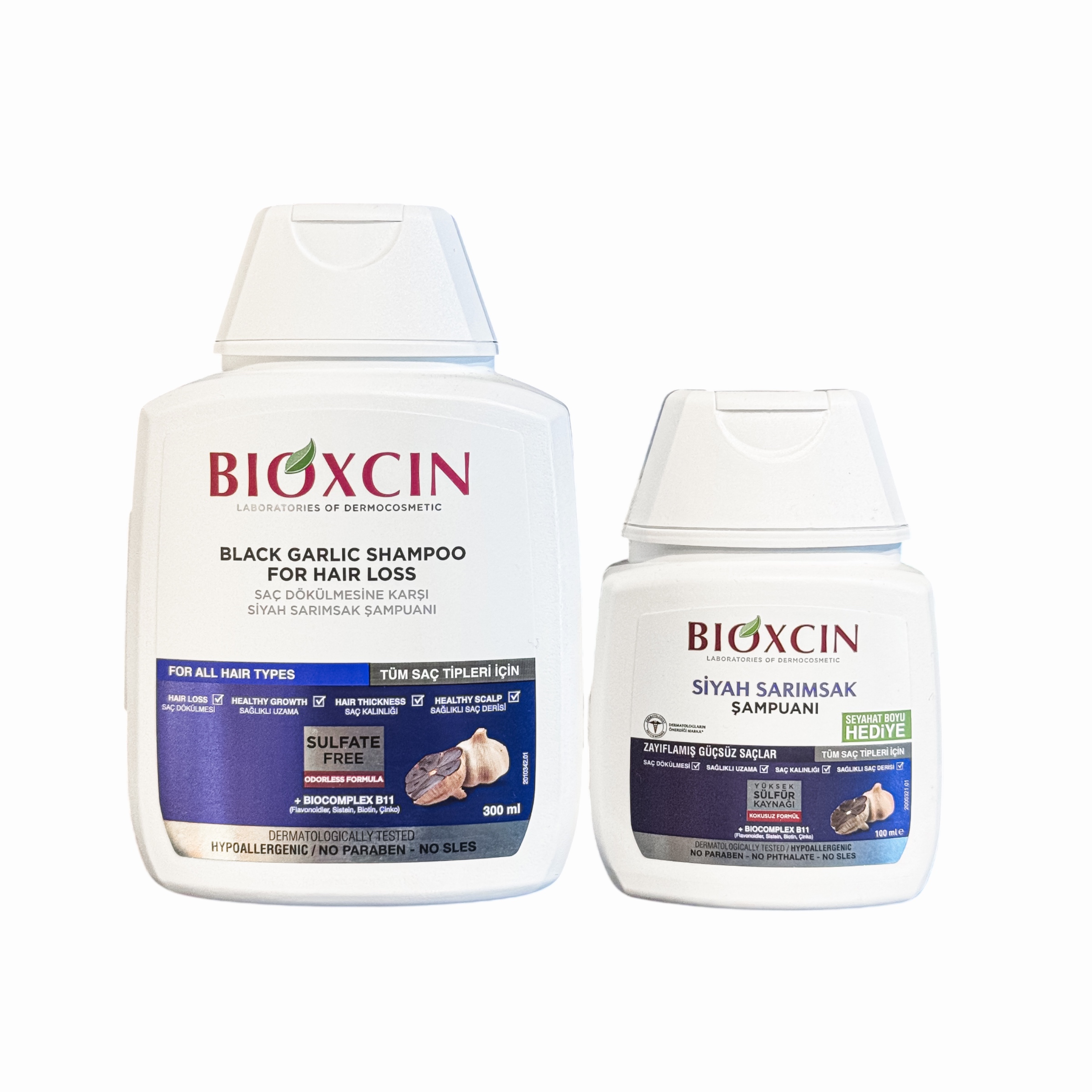 IMG_9281 شامپو دوقلو سیر سیاه بیوکسین ضد ریزش و مناسب انواع مو 100میل _ 300 میل Black Garlic Shampoo Bioxcin - Image 1