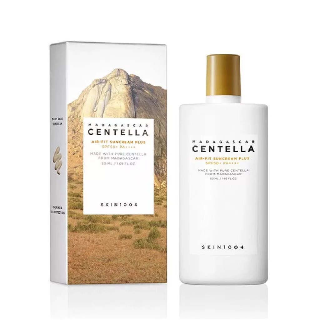SKIN-1004-Madagascar-Centella-Air-Fit-Suncream-Plus ضد آفتاب فلوئیدی ایر فیت پلاس سنتلا اسکین 1004 SPF50 رنگ لایت حجم 50 میل SKIN 1004 - Madagascar Centella Air-Fit Suncream Plus - Image 1