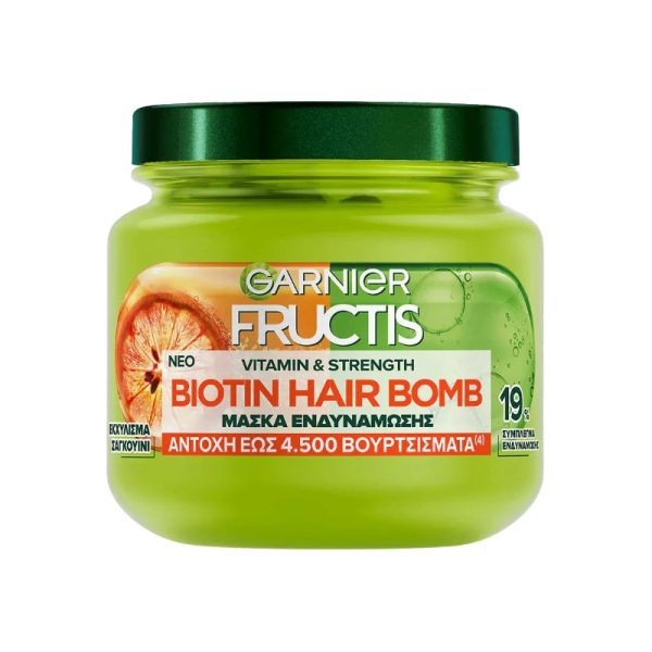 ماسک مو بیوتین ویتامینه و تقویت کننده گارنیر 320 میل GARNIER FRUCTIS VITAMIN & STRENGTH BIOTIN HAIR BOMB