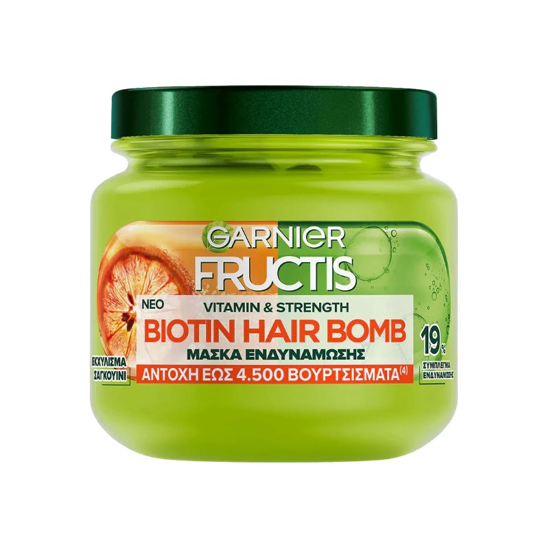 ماسک بیوتین ماسک مو بیوتین ویتامینه و تقویت کننده گارنیر 320 میل GARNIER FRUCTIS VITAMIN & STRENGTH BIOTIN HAIR BOMB - Image 1