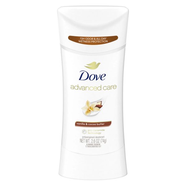 مام صابونی ضد تعریق داو وانیل و کره کاکائو حجم 74 گرم Dove Advanced Care Antiperspirant Deodorant Stick Vanilla & Cocoa Butter