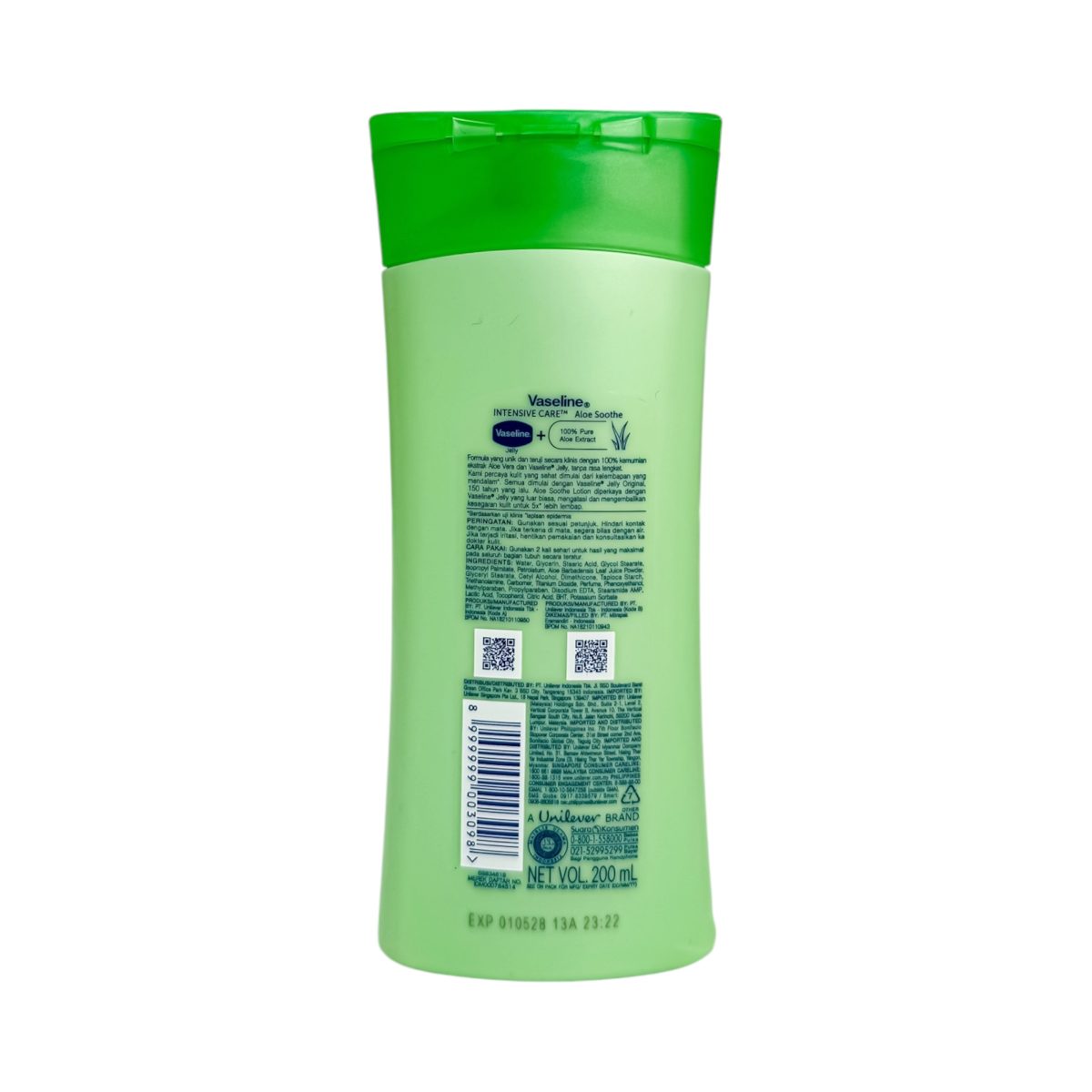 لوسیون بدن وازلین آلوئه ورا حجم 200 میل Aloe Soothe Vaseline intensive care aloe soothe body lotion - Image 2