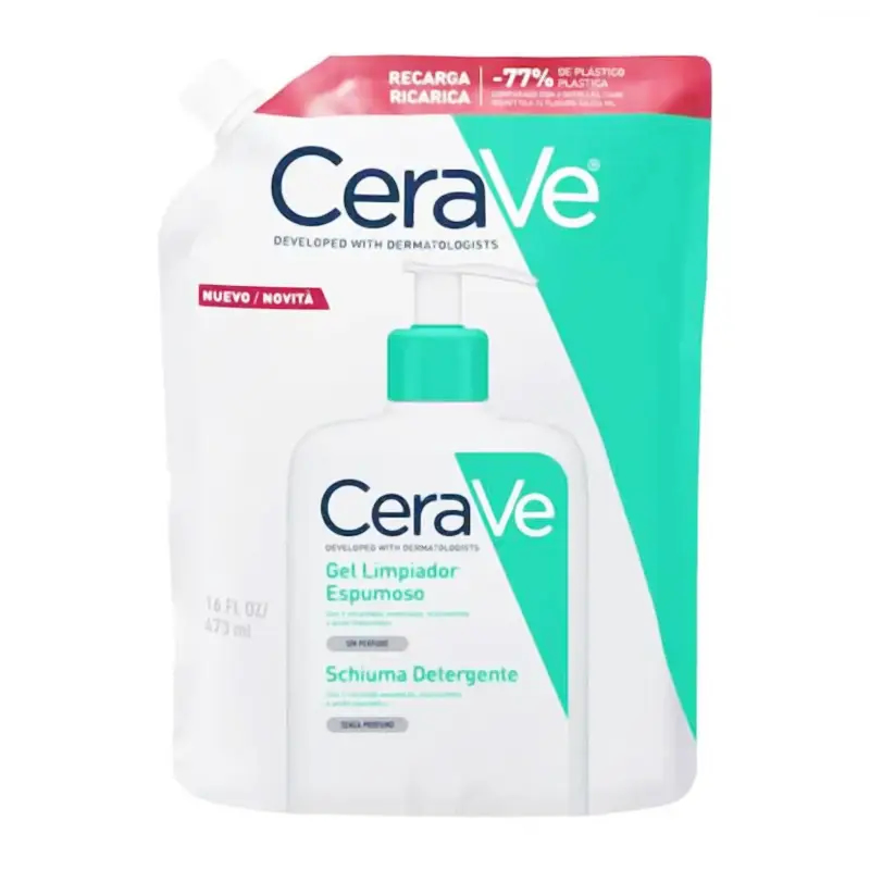 ش1-2 ژل فوم شوینده صورت سراوی (پوست پرب و نرمال) CeraVe مدل پاکتی Gel Limpiadoe Espumoso حجم 473 ml - Image 1