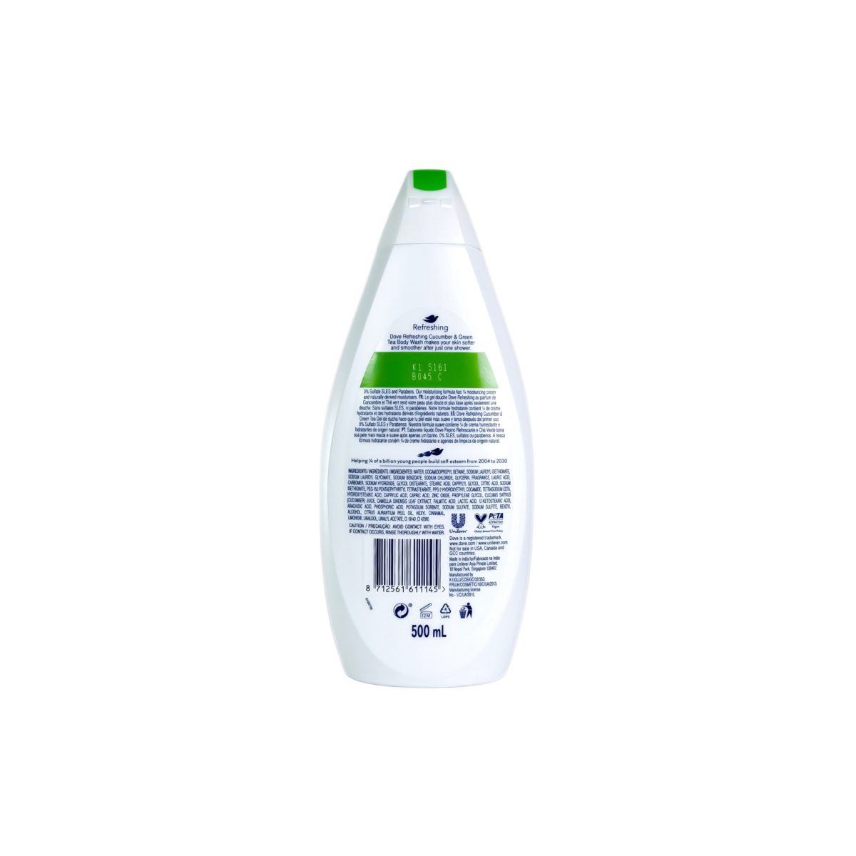 شامپو بدن داو با رایحه خیار و چای سبز حجم 500 میل Dove Refreshing Cucumber & Green Tea Body Wash - Image 2