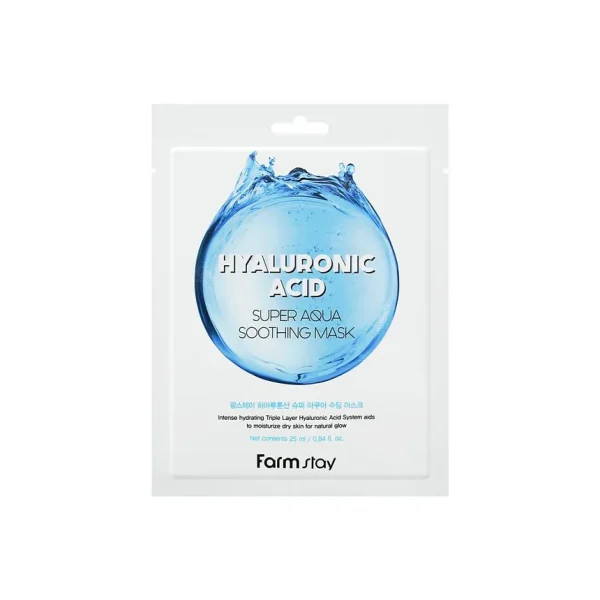 ماسک ورقه ای هیالورونیک اسید فارم استی (جدا شده از پک) - آبرسان قوی و مرطوب کننده FARMSTAY Hialoronic acid Super Aqua Skase